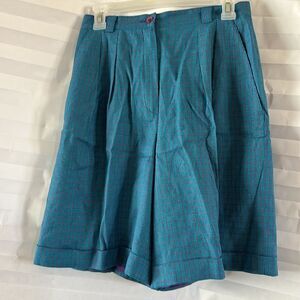 Liz Claiborne Women’s Bermuda Shorts Blue Purple Plaid Size 8 Casual Summer